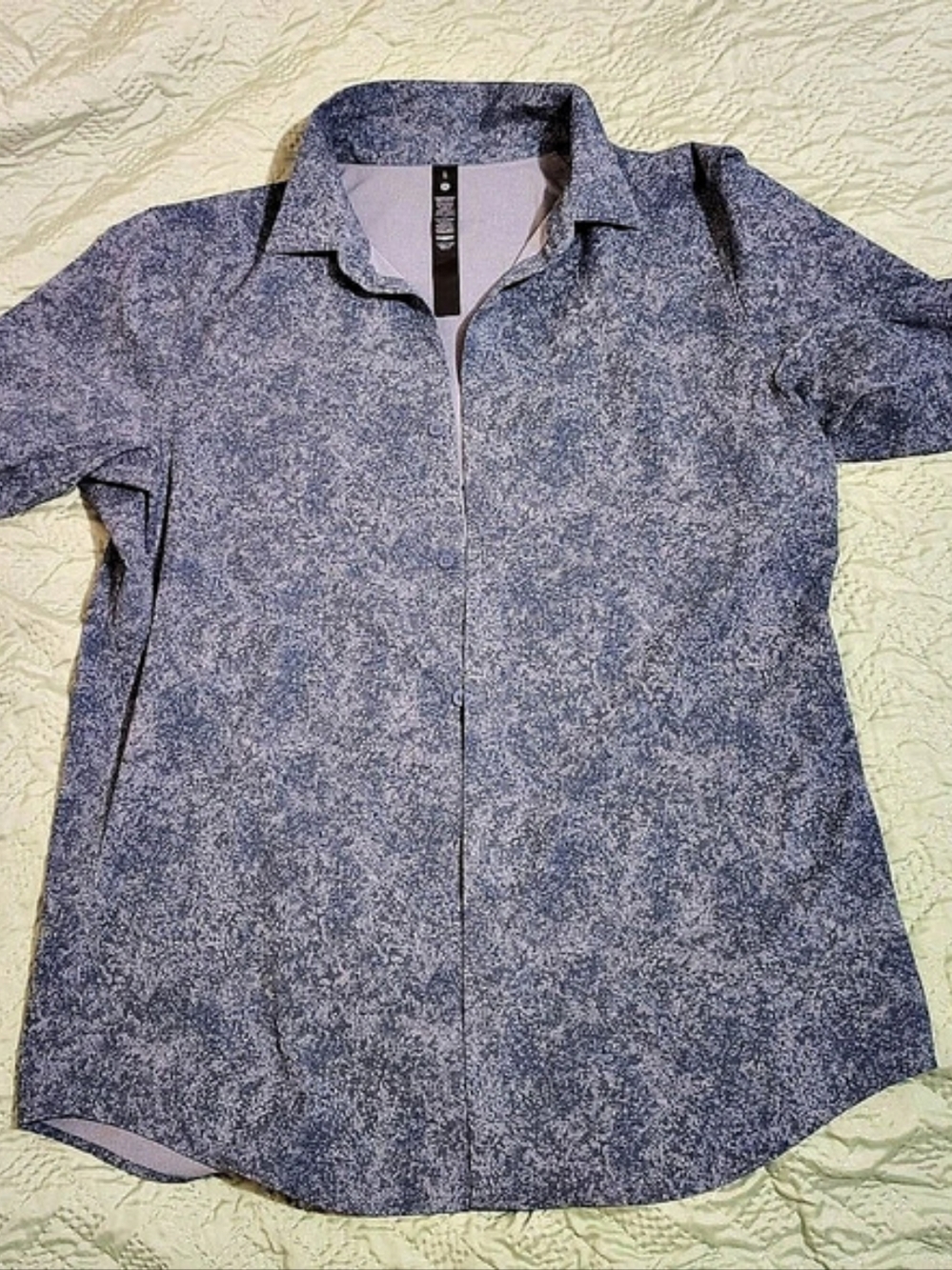 lululemon Airing Easy Short Sleeve Shirt Blue & Gray XL